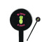 Pineapples Black Plastic 7" Stir Stick - Round - Closeup