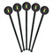 Pineapples Black Plastic 7" Stir Stick - Round - Fan View