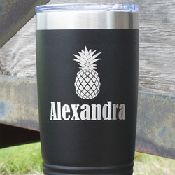 Pineapples 20 oz Stainless Steel Tumbler - Black - Single Sided (Personalized)