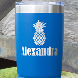 Pineapples 20 oz Stainless Steel Tumbler - Royal Blue - Single Sided (Personalized)