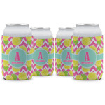 Pineapples Can Cooler (12 oz) - Set of 4 w/ Name and Initial