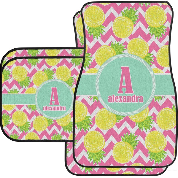 Custom Pineapples Car Floor Mats Set - 2 Front & 2 Back (Personalized)