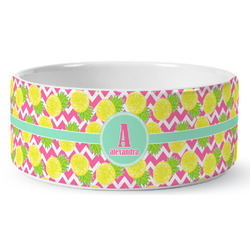 Pineapples Ceramic Dog Bowl (Personalized)