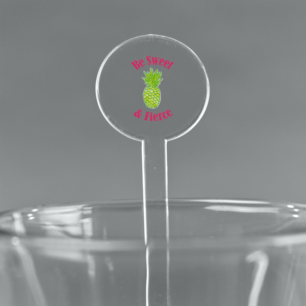 Custom Pineapples 7" Round Plastic Stir Sticks - Clear (Personalized)