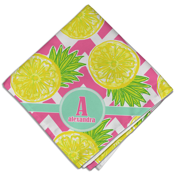 Custom Pineapples Cloth Dinner Napkin - Single w/ Name and Initial