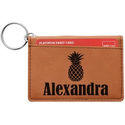 Pineapples Leatherette Keychain ID Holder - Double Sided (Personalized)