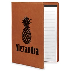 Pineapples Leatherette Portfolio with Notepad - Large - Single Sided (Personalized)