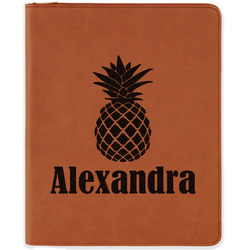 Pineapples Leatherette Zipper Portfolio with Notepad (Personalized)