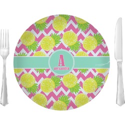 Pineapples Glass Lunch / Dinner Plate 10" (Personalized)
