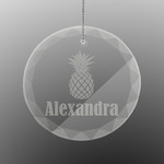 Pineapples Engraved Glass Ornament - Round (Personalized)