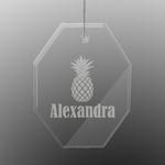 Pineapples Engraved Glass Ornament - Octagon (Personalized)