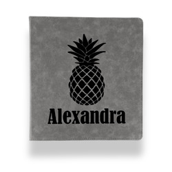 Pineapples Leather Binder - 1" - Grey (Personalized)