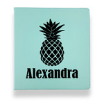 Pineapples Leather Binder - 1" - Teal (Personalized)