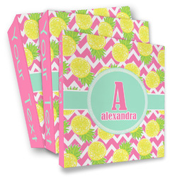 Pineapples 3 Ring Binder - Full Wrap (Personalized)