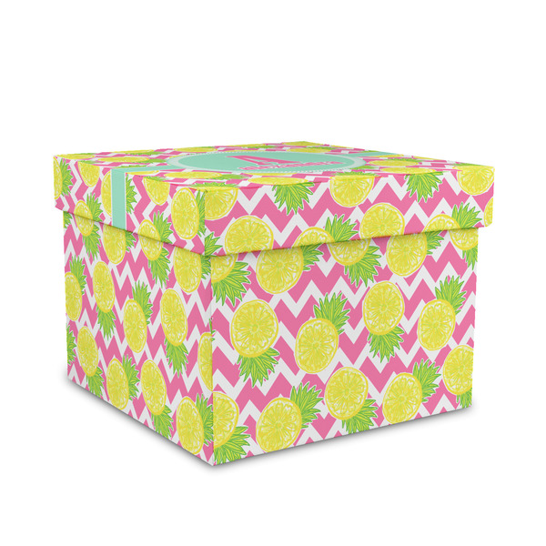 Custom Pineapples Gift Box with Lid - Canvas Wrapped - Medium (Personalized)