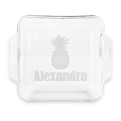 Pineapples Glass Cake Dish with Truefit Lid - 8in x 8in (Personalized)