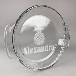 Pineapples Glass Pie Dish - 9.5in Round (Personalized)