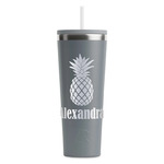 Pineapples RTIC Everyday Tumbler with Straw - 28oz - Grey - Double-Sided (Personalized)