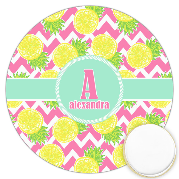 Custom Pineapples Printed Cookie Topper - 3.25" (Personalized)