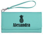 Pineapples Ladies Leatherette Wallet - Laser Engraved- Teal (Personalized)