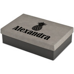 Pineapples Large Gift Box w/ Engraved Leather Lid (Personalized)