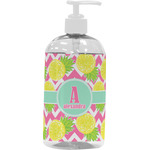 Pineapples Plastic Soap / Lotion Dispenser (16 oz - Large - White) (Personalized)