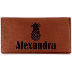 Pineapples Leatherette Checkbook Holder - Double Sided (Personalized)