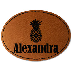 Pineapples Faux Leather Iron On Patch - Oval (Personalized)
