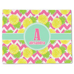 Pineapples Single-Sided Linen Placemat - Single w/ Name and Initial