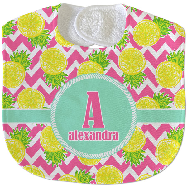 Custom Pineapples Velour Baby Bib w/ Name and Initial