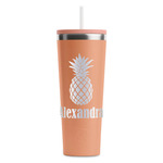 Pineapples RTIC Everyday Tumbler with Straw - 28oz - Peach - Single-Sided (Personalized)