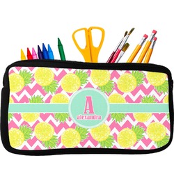 Pineapples Neoprene Pencil Case - Small w/ Name and Initial