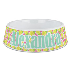 Pineapples Plastic Dog Bowl - Large (Personalized)