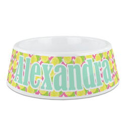 Pineapples Plastic Dog Bowl - Medium (Personalized)