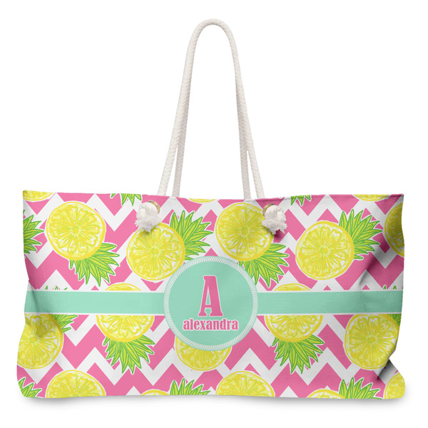 Custom Pineapples Large Tote Bag with Rope Handles (Personalized)