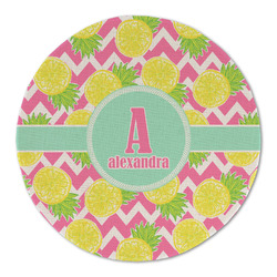 Pineapples Round Linen Placemat - Single Sided (Personalized)