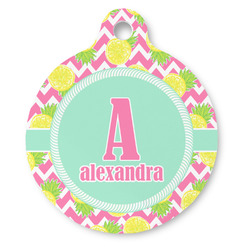 Pineapples Round Pet ID Tag - Large (Personalized)