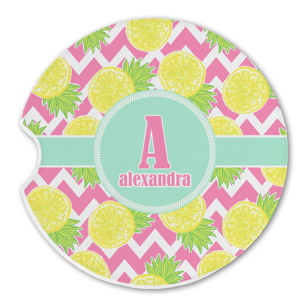 Custom Pineapples Sandstone Car Coaster - Single (Personalized)