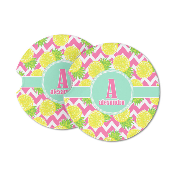 Custom Pineapples Sandstone Car Coasters - Set of 2 (Personalized)