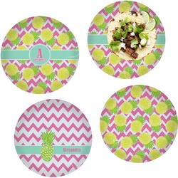 Pineapples Set of 4 Glass Lunch / Dinner Plate 10" (Personalized)