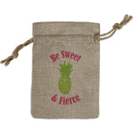 Pineapples Small Burlap Gift Bag - Front (Personalized)