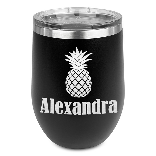 Custom Pineapples Stemless Wine Tumbler - 5 Color Choices - Stainless Steel  (Personalized)