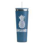 Pineapples RTIC Everyday Tumbler with Straw - 28oz - Steel Blue - Double-Sided (Personalized)