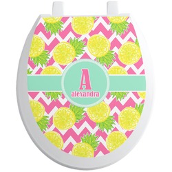 Pineapples Toilet Seat Decal - Round (Personalized)