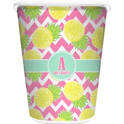 Pineapples Waste Basket - Double Sided (White) (Personalized)