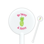 Pineapples 5.5" Round Plastic Stir Sticks - White - Single Sided (Personalized)