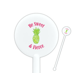 Pineapples 5.5" Round Plastic Stir Sticks - White - Double Sided (Personalized)