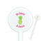 Pineapples White Plastic 5.5" Stir Stick - Round - Closeup