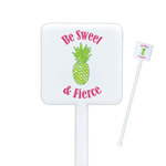 Pineapples Square Plastic Stir Sticks - Double Sided (Personalized)