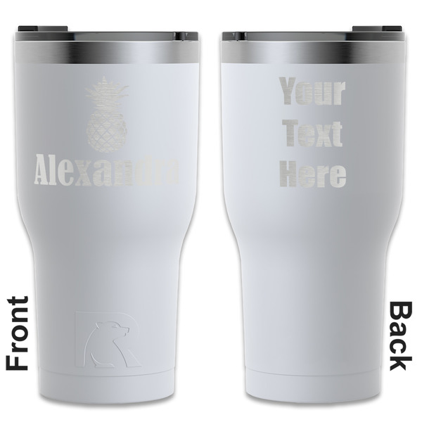 Custom Pineapples RTIC Tumbler - White - Engraved Front & Back (Personalized)